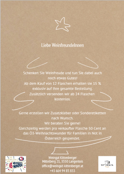 Schenken und Spenden! Wein für das Ö3-Weihnachtswunder!