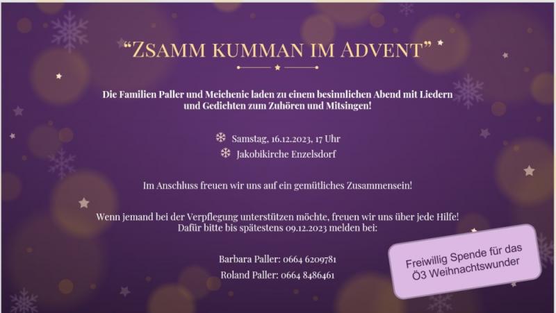 Zsamm kumman im Advent