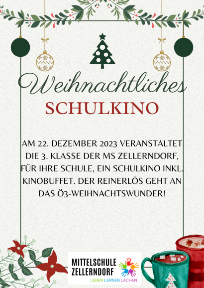 Weihnachtliches Schulkino für den guten Zweck