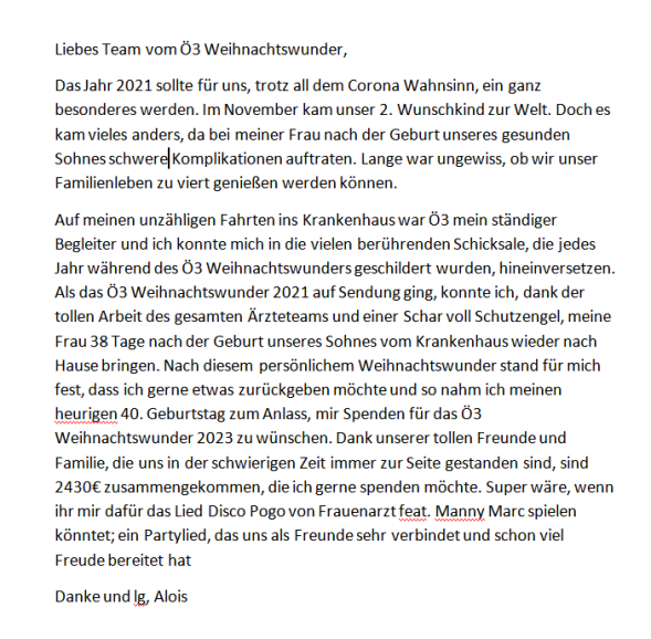 Sammelaktion zum 40. Geburtstag